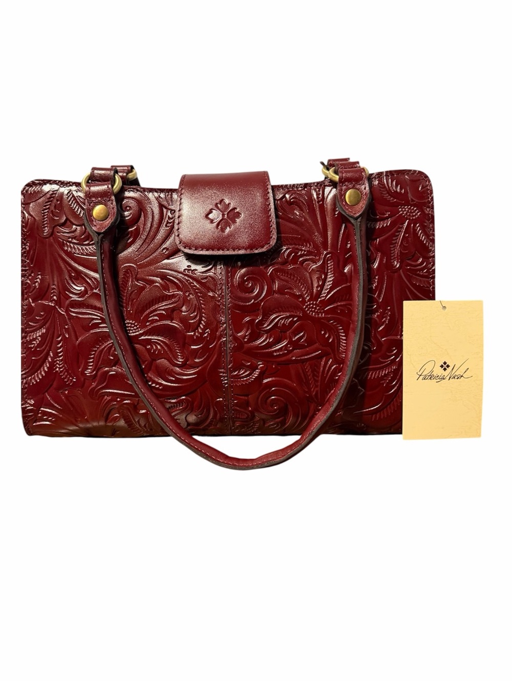 Patricia Nash Burgundy Leather Satchel